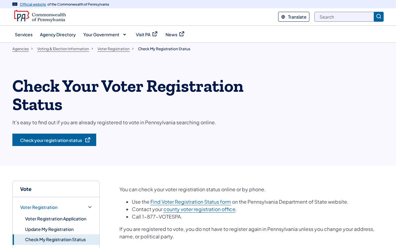 Springfield Township residents directory Pennsylvania voter status entry