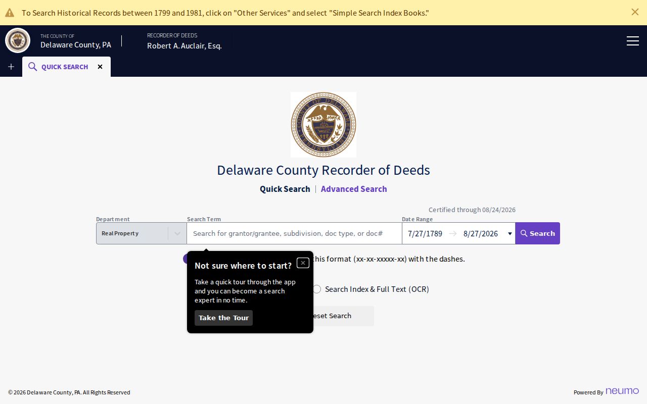 Springfield Township residents directory Recorder Cloud Search controls