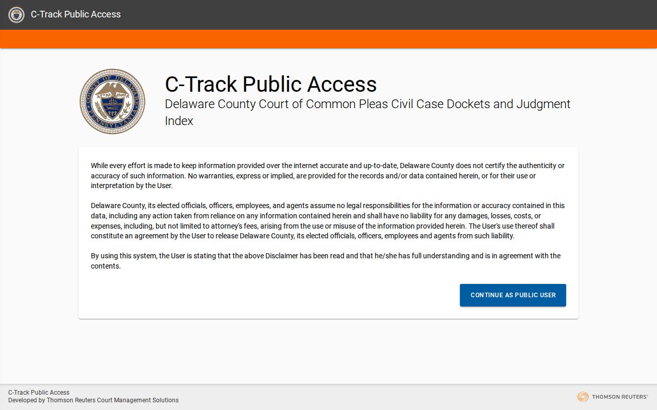 Springfield Township resident lookup Delaware County C-Track civil search