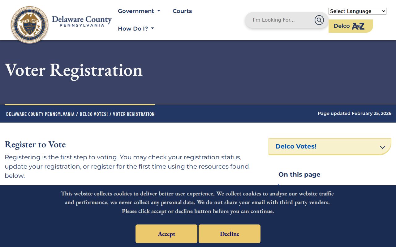 Springfield Township ZIP code Delaware County registration information