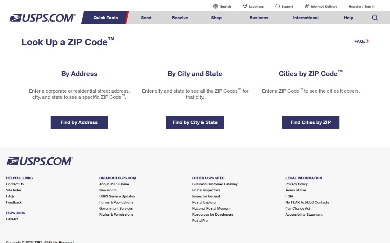 Springfield Township ZIP code USPS address lookup screen